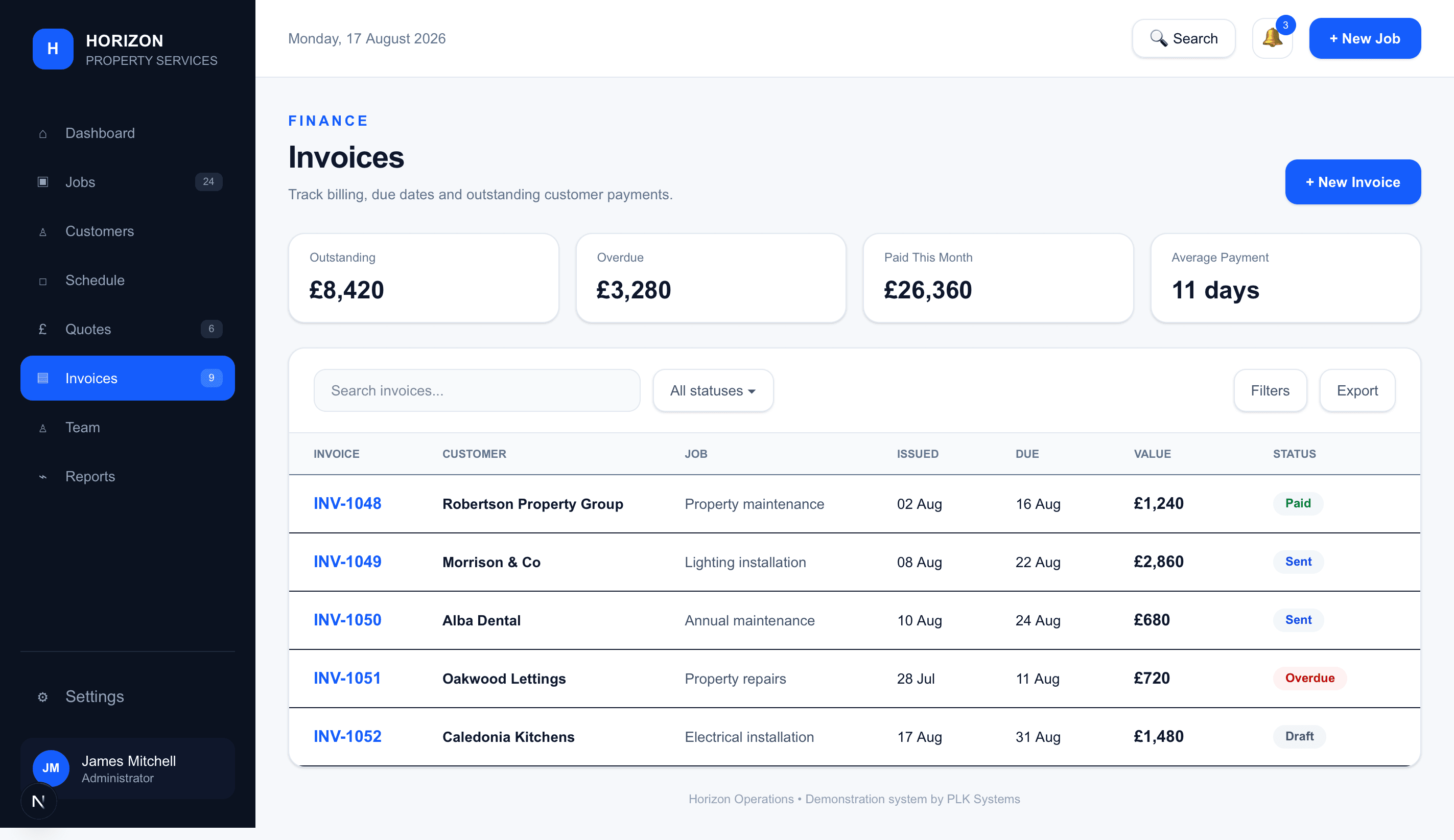 Horizon Invoices