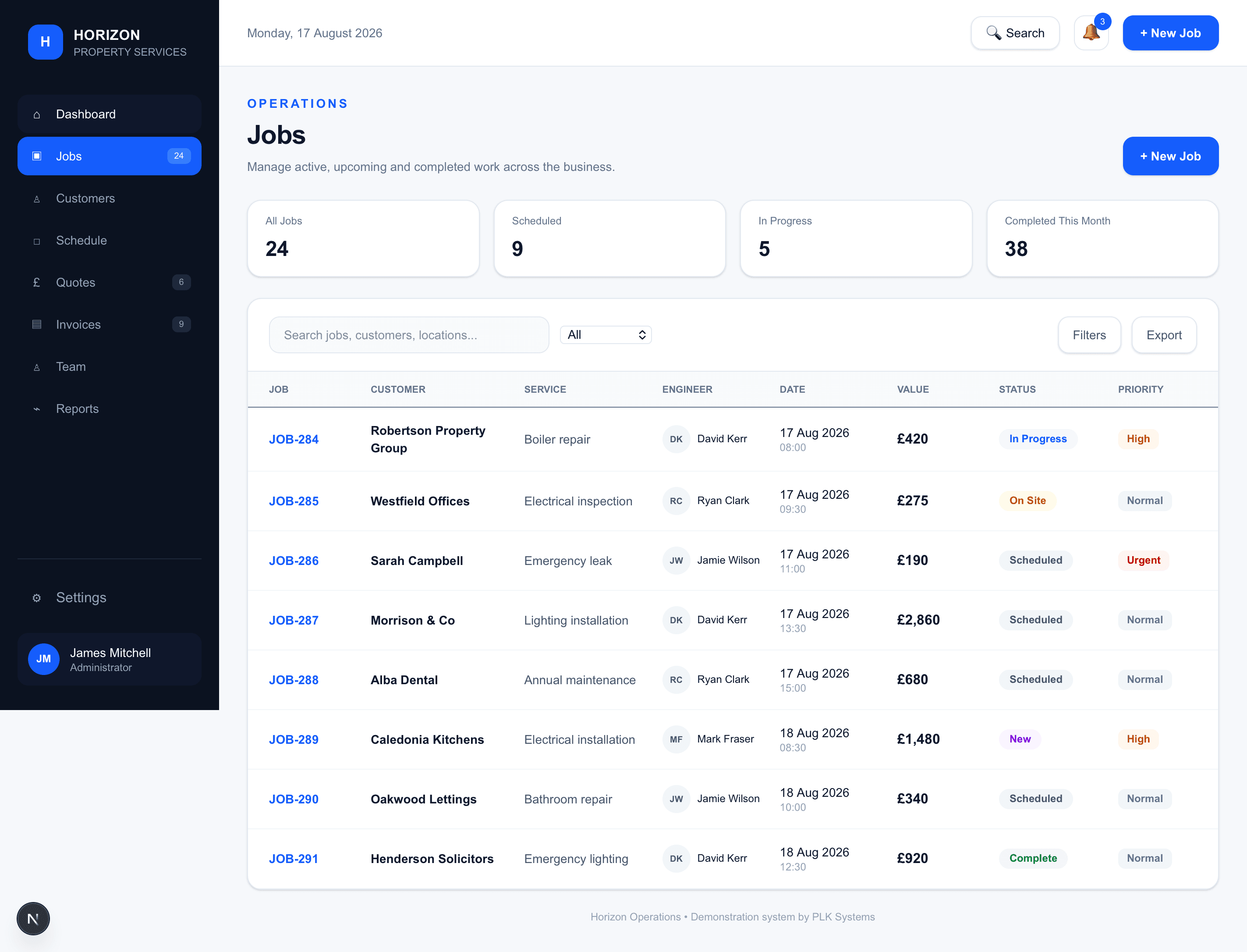 Horizon jobs management